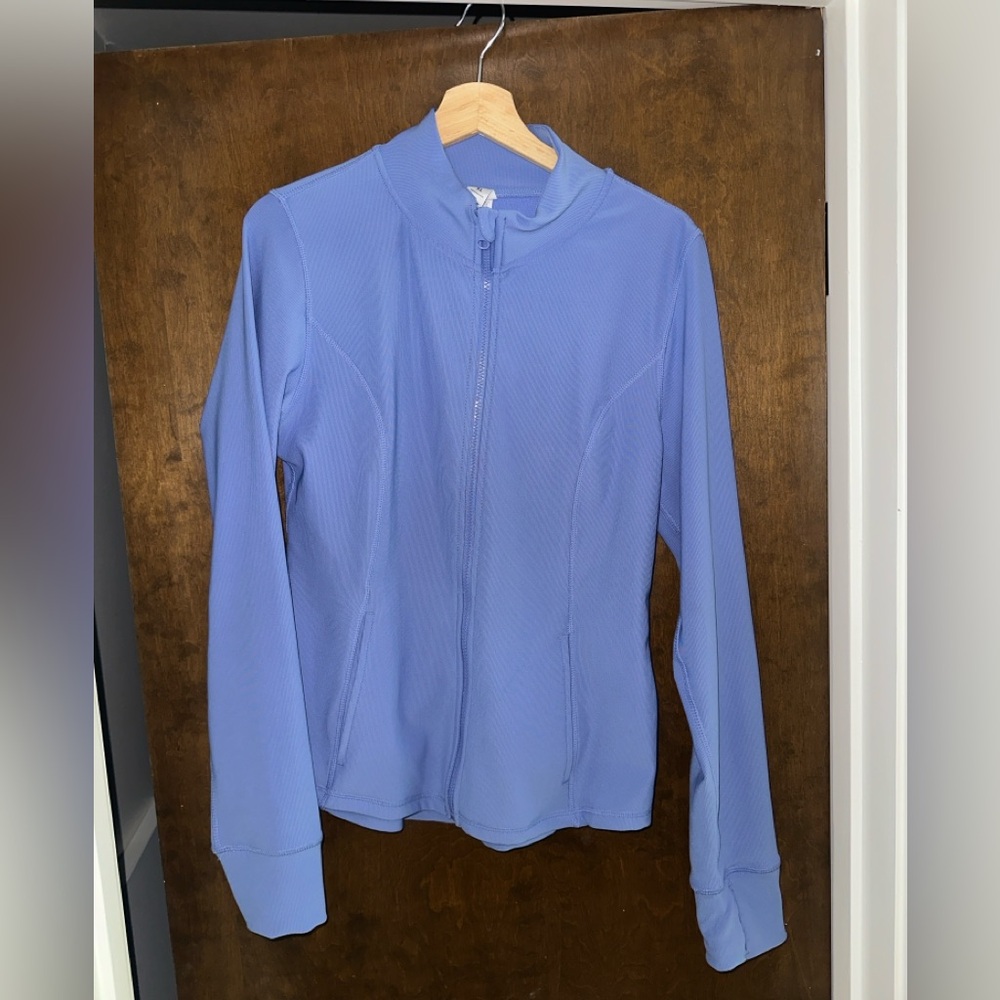 Blue women’s zip up workout jacket size XL